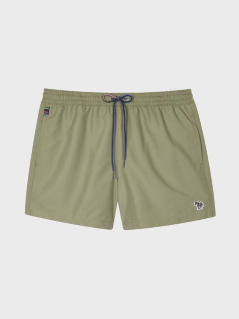 Washed Khaki Zebra Logo Swim Shorts