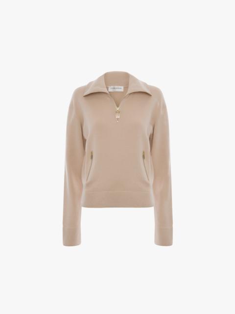 Half-Zip Milano Jumper In Pale Rose