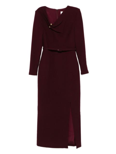 belted cowl-neck dress