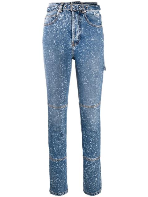 paint-splattered slim-fit jeans
