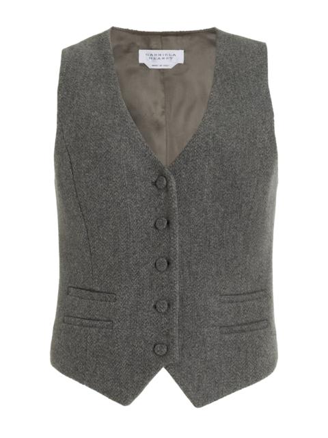Coleridge Vest in Dark Grey Multi Cashmere Virgin Wool Herringbone