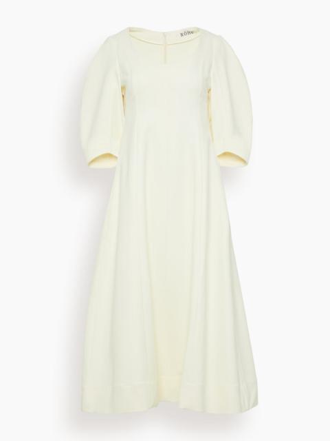 Sculptural Waisted Midi Dress in Off White