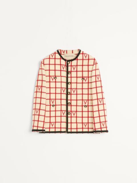 WOOL BLEND JACKET WITH V CHECK PATTERN