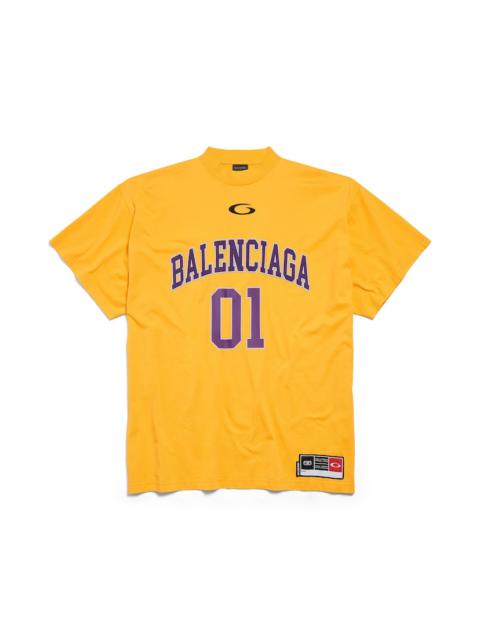 Men's Basketball Oversized T-shirt in Deep Purple/yellow