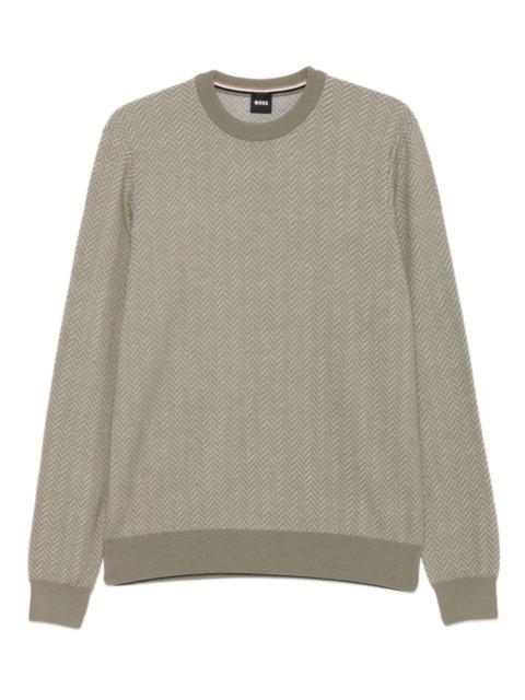 herringbone-pattern sweater