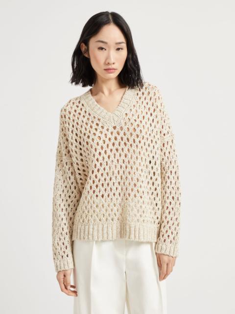 Silk and linen dazzling net sweater