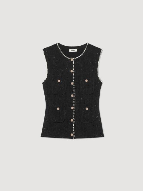 EMBELLISHED TWEED VEST TOP