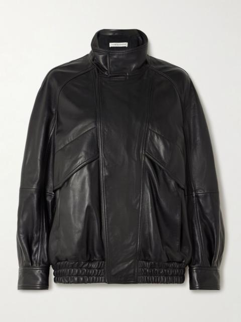 Ariste oversized paneled leather jacket Black