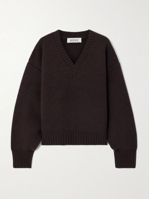 Oversized ribbed wool sweater Dark brown
