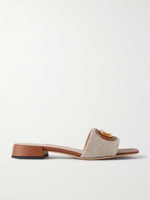 Vlogo Embellished Textured-leather And Canvas Slides