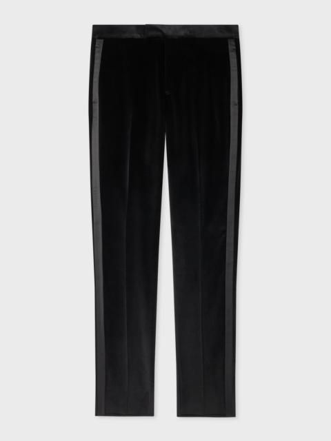 Tailored-Fit Black Velvet Trousers