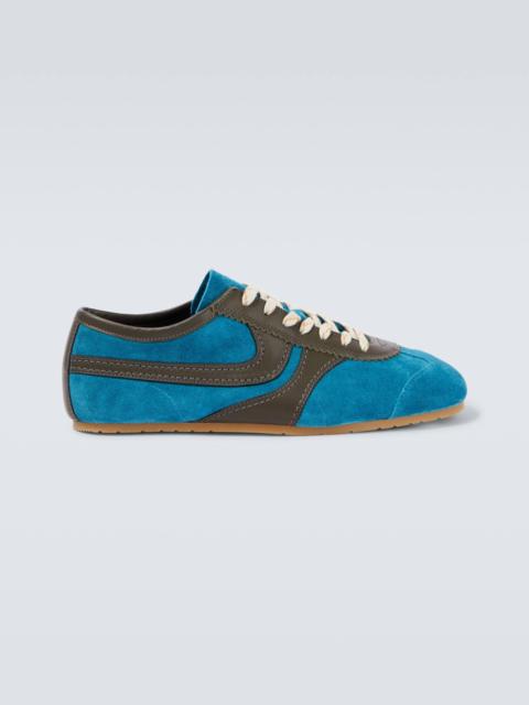 Leather-trimmed suede sneakers