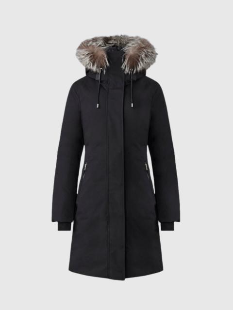 SHILOH-XZ 2-in-1 fitted down coat with removable bib and silver fox fur