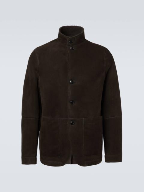 Il Conte shearling-trimmed suede jacket