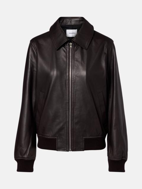 Hooded leather blouson jacket