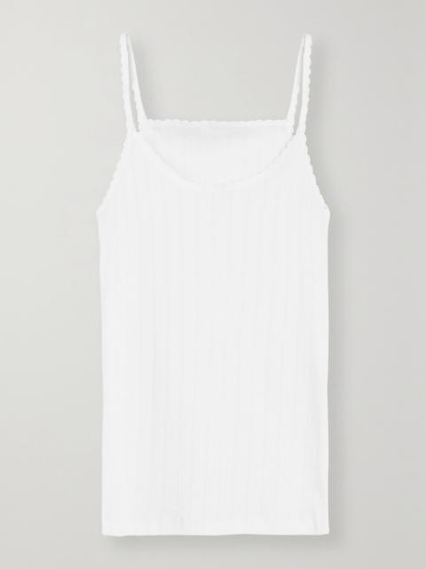 Pointelle-knit cotton-jersey tank White