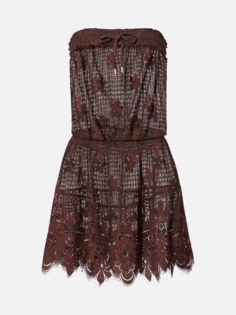 Isla cotton-blend lace minidress