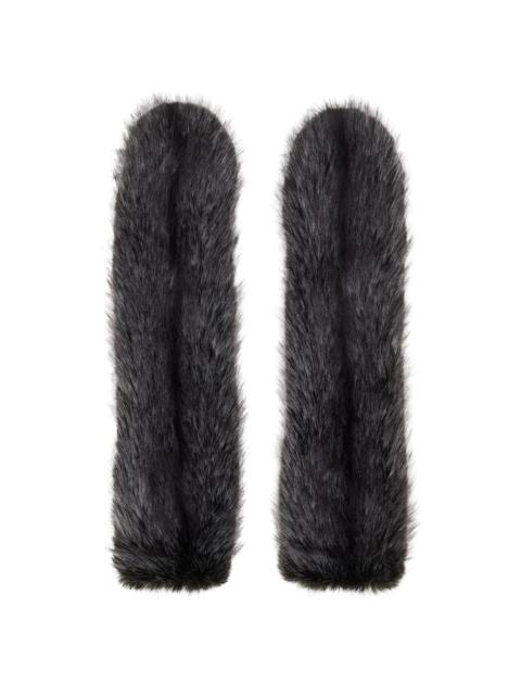 Gray SSENSE Exclusive Mink Faux-Fur Mittens