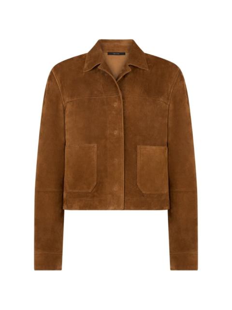 buttoned-up suede jacket