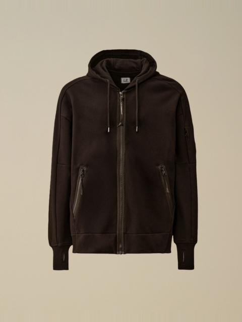 Diagonal Raised Fleece Hooded Full Zip Sweatshirt