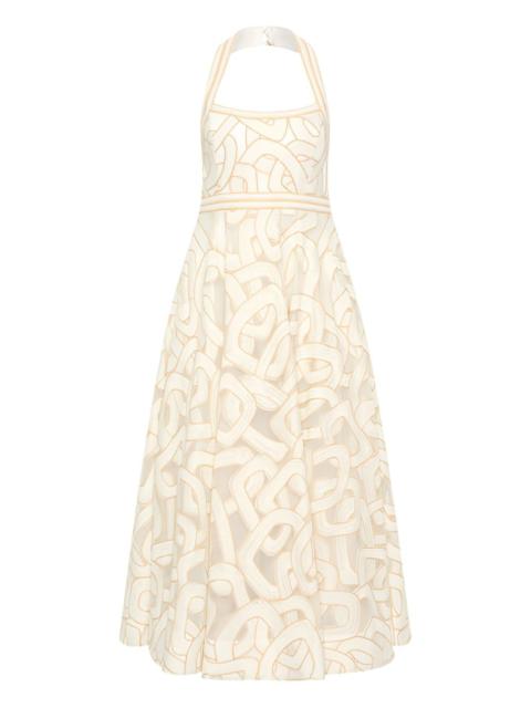 Irena halter-neck embroidered-pattern midi dress