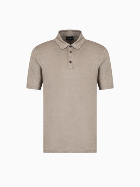 SHORT-SLEEVED POLO SHIRT IN PURE LINEN JERSEY