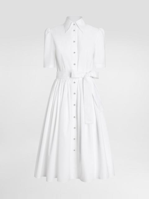 Cotton calf-length shirt dress