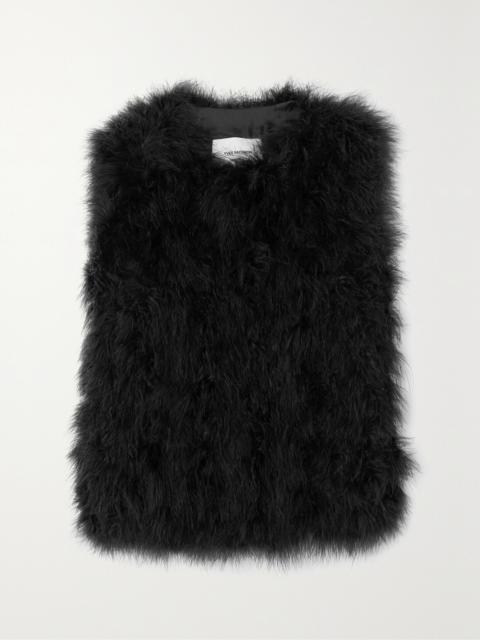 Feather-embellished Silk-satin Vest