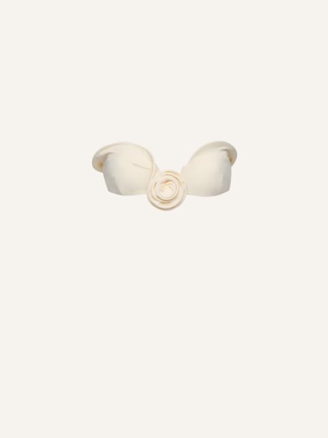 Sculptural bandeau swim top in cream