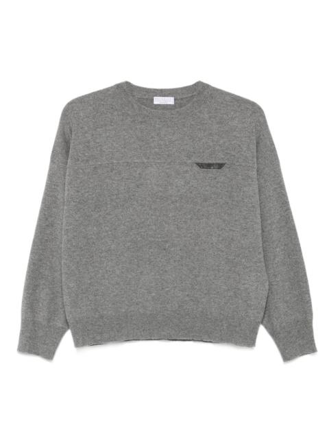 detailed crew-neck sweater