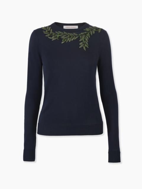 Olive-Branch Embroidered Sweater