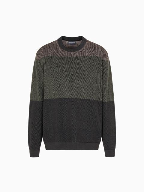 VIRGIN WOOL JUMPER WITH MICRO JACQUARD OP-ART DIAMONDS