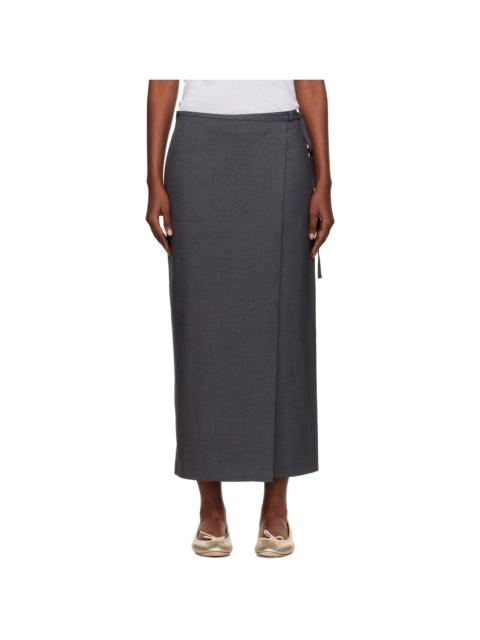 Gray Wrap Maxi Skirt