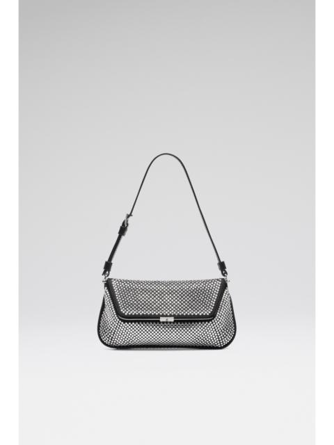 AMI MINI CRYSTAL BLACK SATIN AND WHITE CRYSTALS