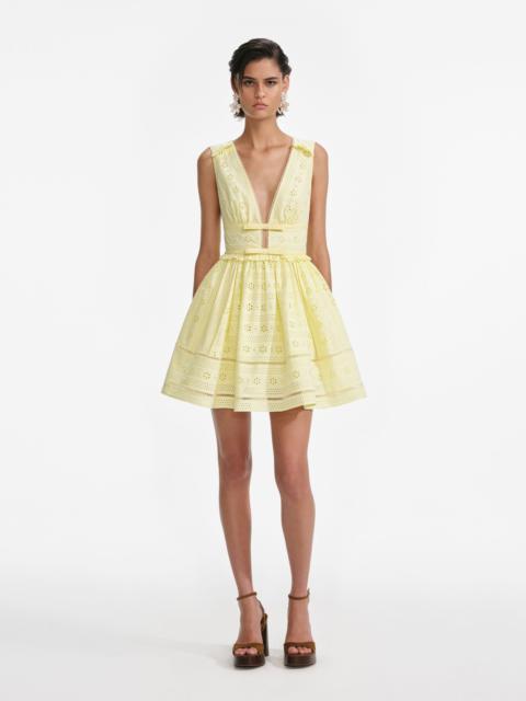 Yellow Cotton Broderie Mini Dress