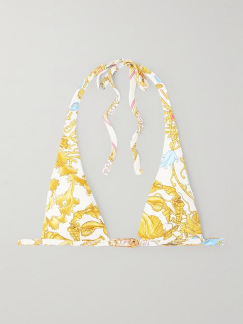 Embellished Printed Triangle Bikini Top