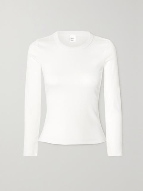 Kelly ribbed stretch-cotton jersey top White