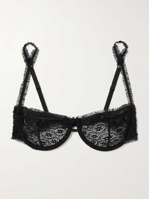 Chante Ruffled Tulle-trimmed Lace Underwired Soft-cup Balconette Bra