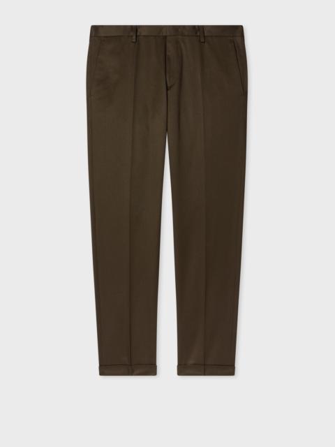 Slim-Fit Brown Cotton-Stretch Chinos