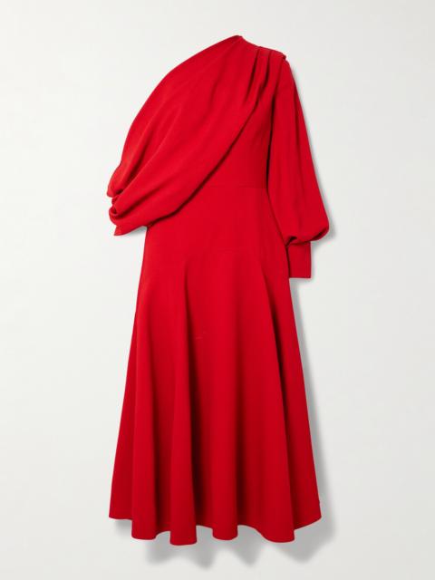 Sehima One-shoulder Draped Crepe Midi Dress