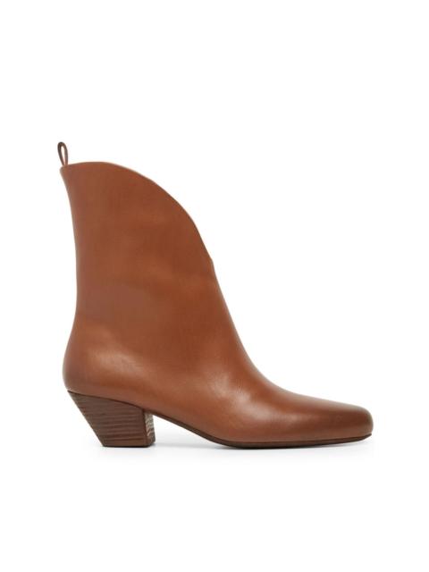 cut-out leather ankle boots