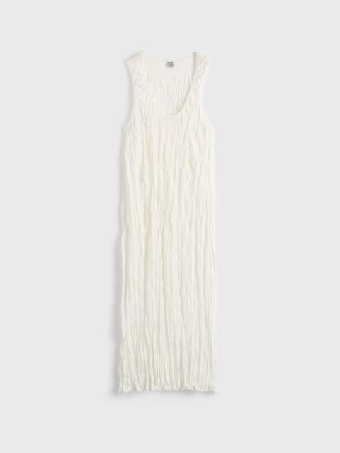 Crinkled knit tank dress white