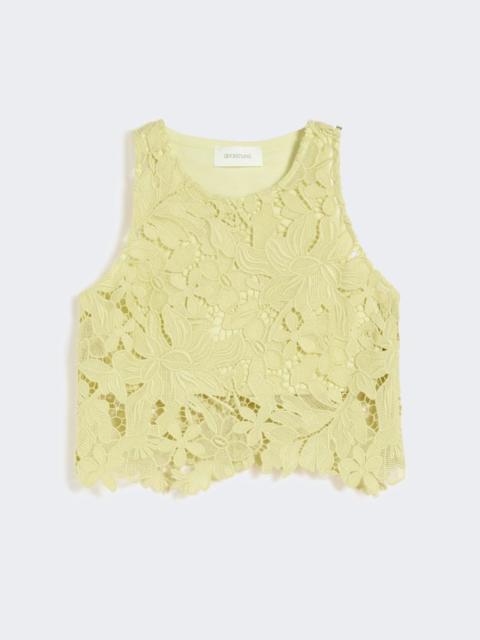 Short macramé top - lemon