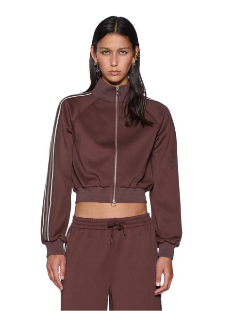 CROPPED ZIP TRAK TOP MOCHA