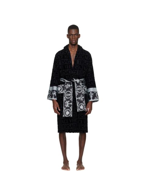 Black 'I Heart Baroque' Bathrobe