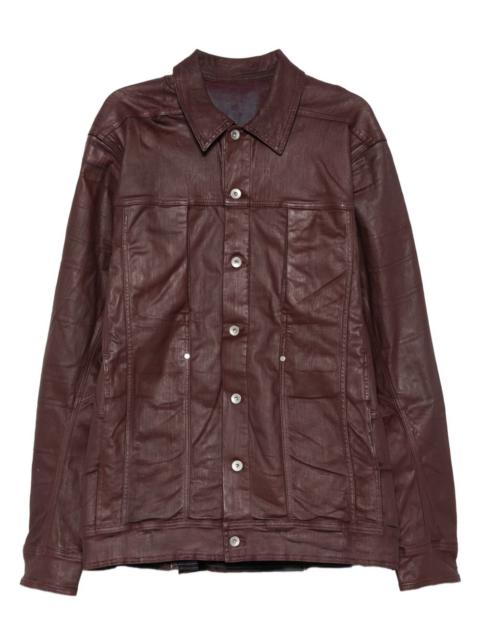 button-fastening waxed-effect shirt jacket
