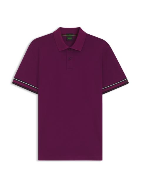 SLIM-FIT POLO SHIRT IN COTTON WITH STRIPED COLLAR