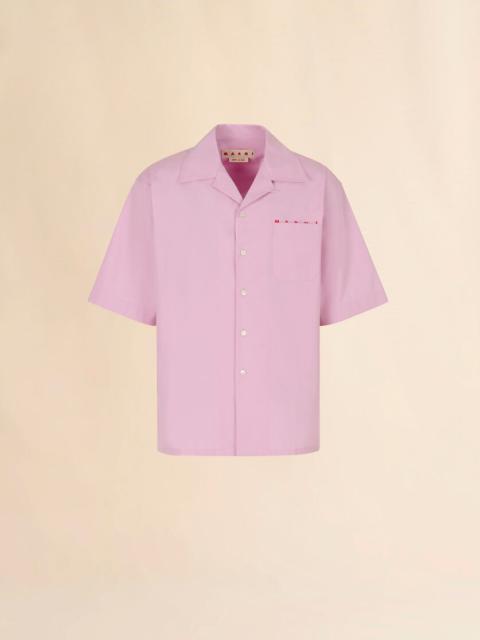PINK POPLIN BOWLING SHIRT WITH PEEPING MARNI LOGO