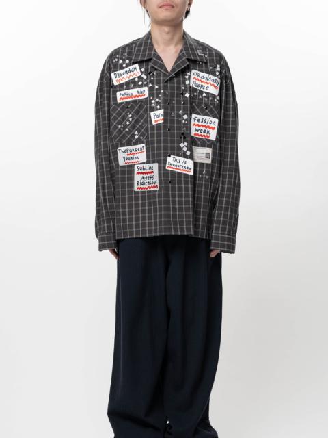 Embellished Sticker Long Sleeve Check Shirt