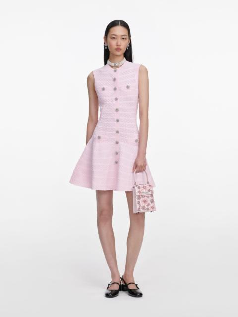 Pink Pointelle Diamante Knit Mini Dress